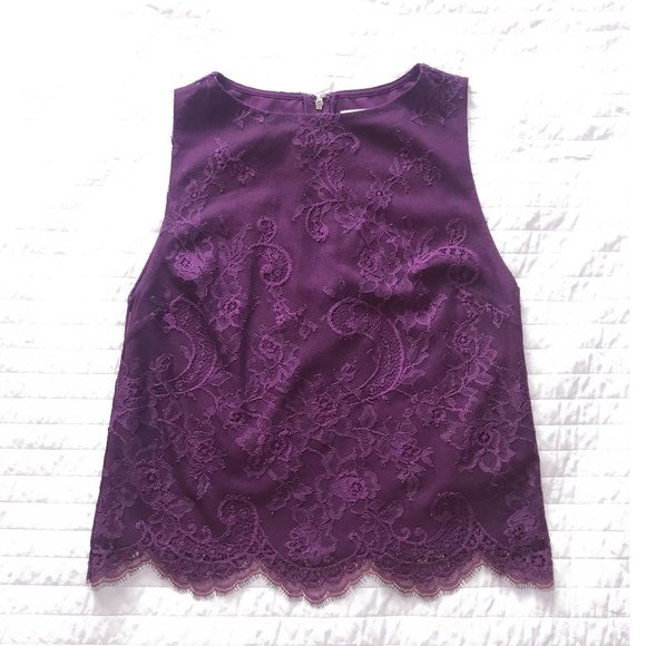 Alice + Olivia Mali Lace crop tank - Amethyst - Picture 2 of 6